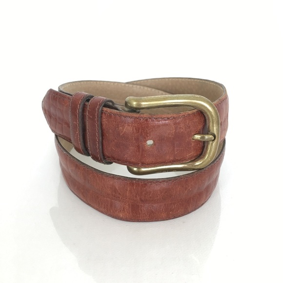 Vintage Italian Alligator Calfskin Belt Brown Leather Cipriani Unisex Size M